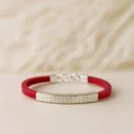 Pure Silver Red Rubber Bracelet