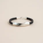 Pure Silver Black Rubber Bracelet