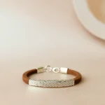 Pure Silver Tan Rubber Bracelet