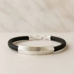 Pure Silver Black Rubber Bracelet
