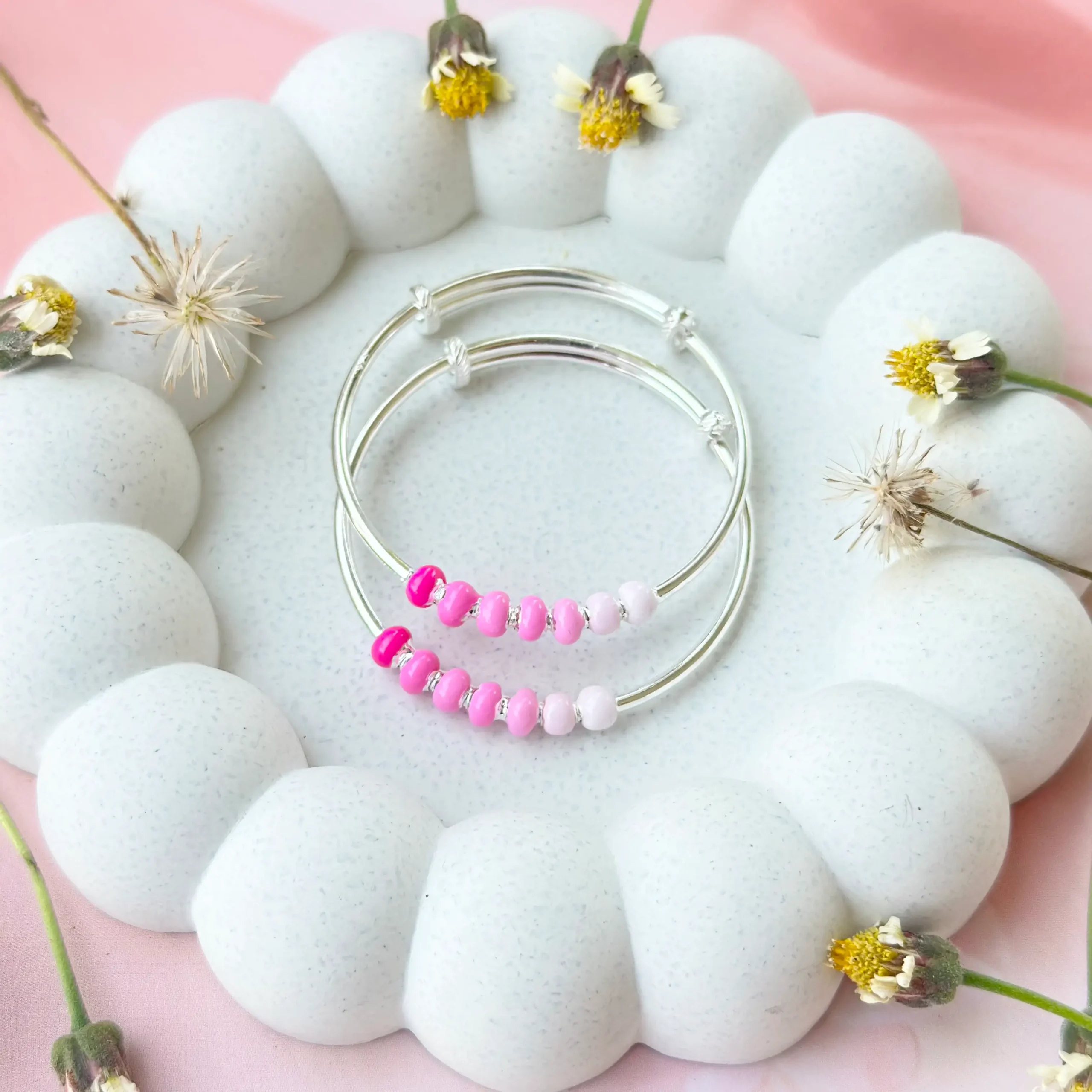 IMG_0131 Pink Silver Bangle - Image 1