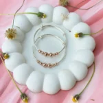 Rosegold Balls Silver Bangle