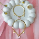 Butterfly Hearts Charm Gold Polish Bangle