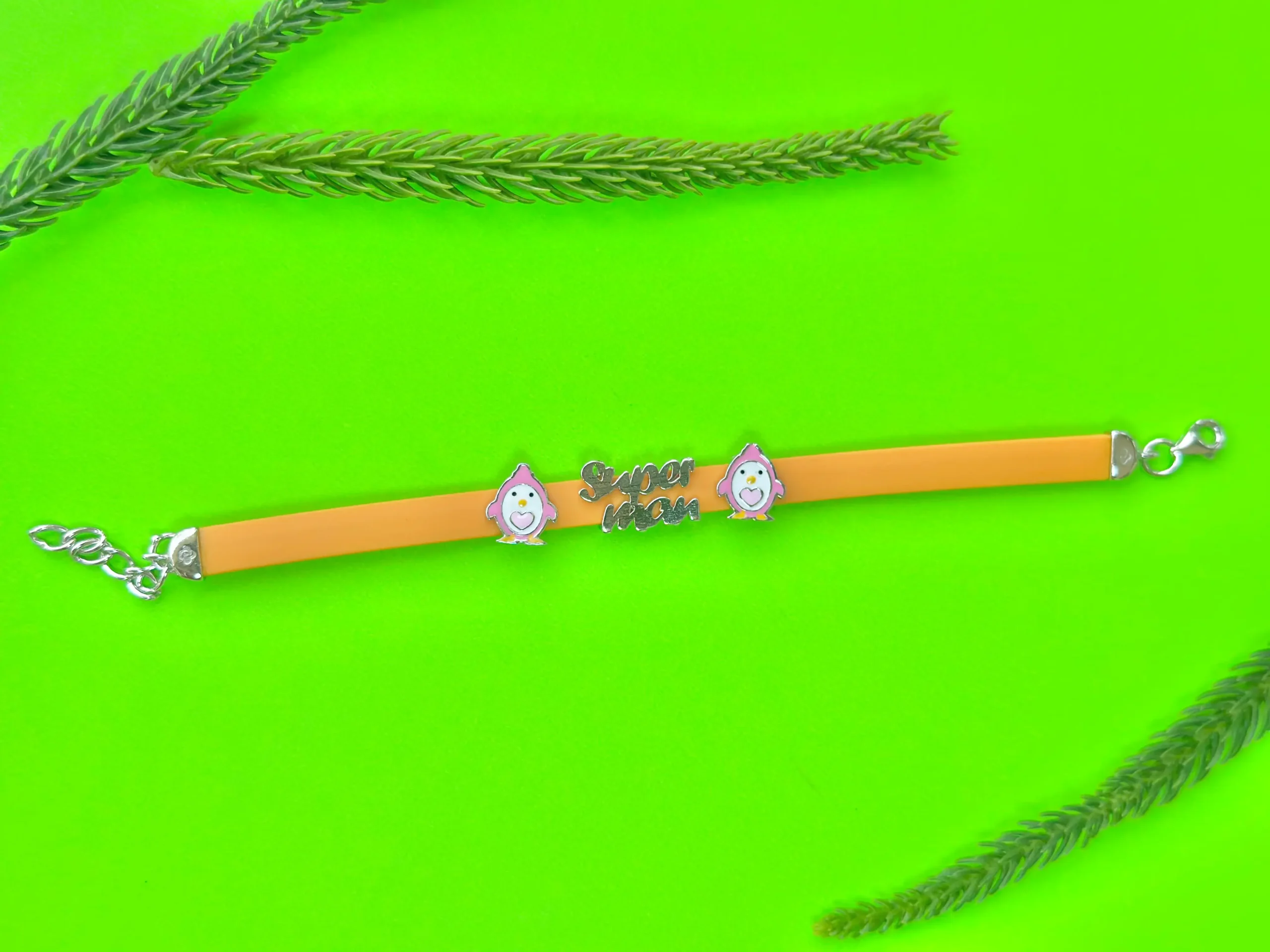 IMG_0805 Super Mom Charm Orange Rubber Bracelet - Image 1