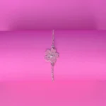 Pure 92.5 Silver Pink Flower Bracelet