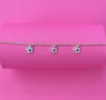 Pure 92.5 Silver Flowers Charm Braacelet