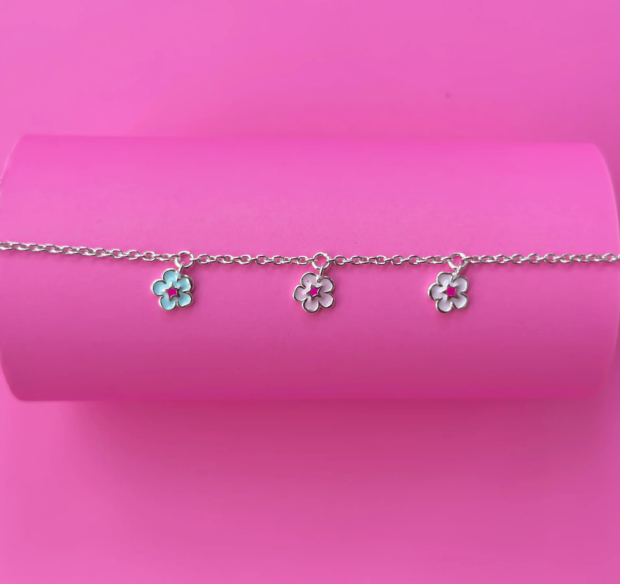 IMG_0938 Pure 92.5 Silver Flowers Charm Braacelet - Image 1