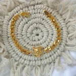 18K Gold Polish Jaguar Face Mens Bracelet