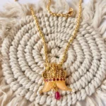 18K Gold Polish Puligoru pendant with chain - Tirupati Balaji