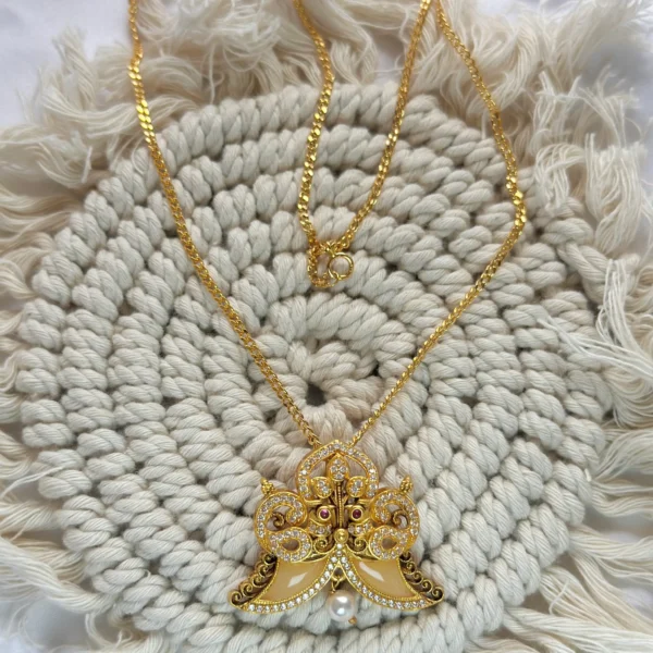 18K Gold Polish Puligoru Pendant and Chain - Traditional Bird Motif